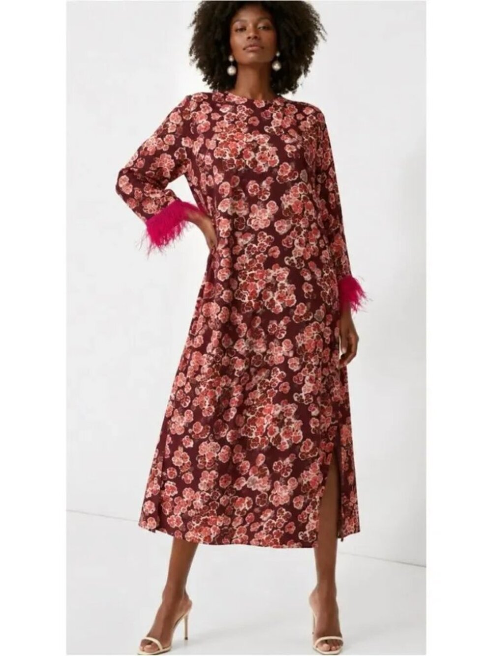 Tuckernuck Cosmos Feather Jamie Midi Dress SZ M NWOT Elegant Glam